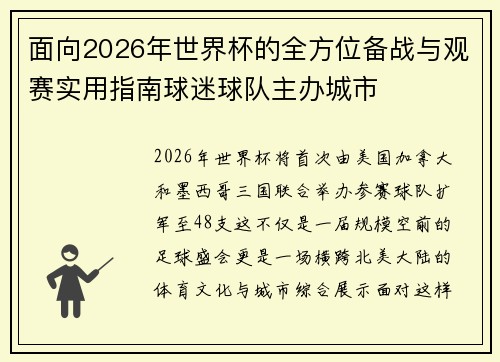 面向2026年世界杯的全方位备战与观赛实用指南球迷球队主办城市